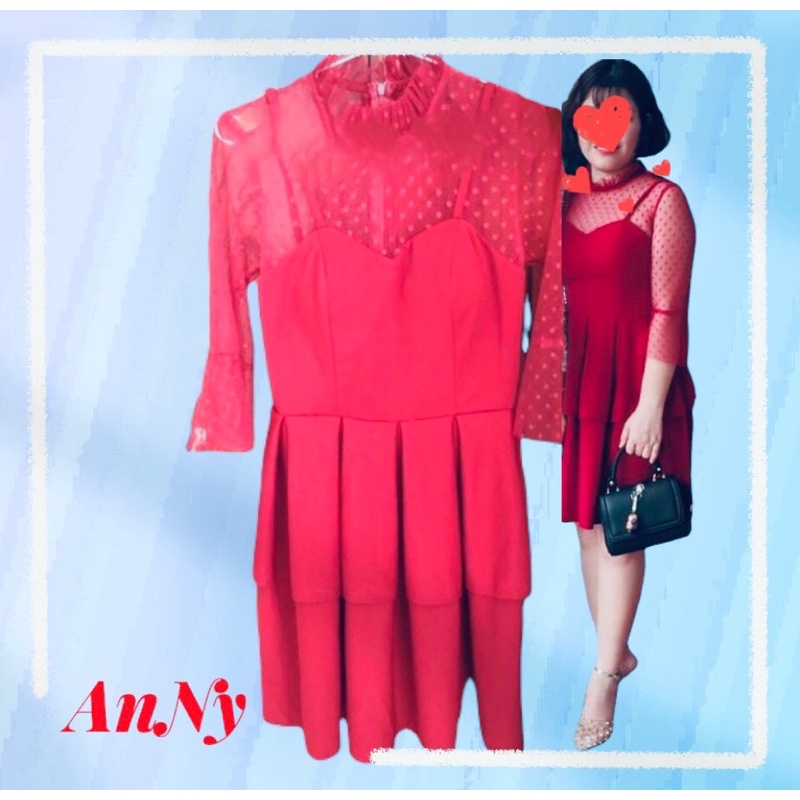 Váy xoè phối ren, size dưới 58kg co giãn sang trọng khi đi tiệc.