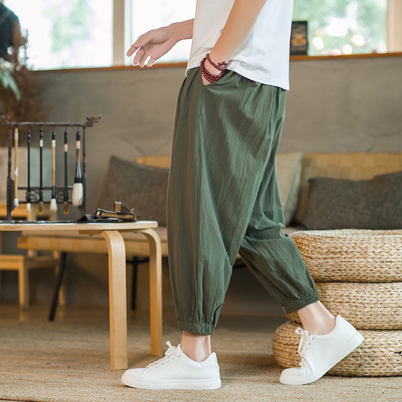 Quần Harem Ống Rộng Phong Cách Trung Hoa Thời Trang Mùa Hè Cho Nam#Quần Nam Quần Hàn Quốc Nam