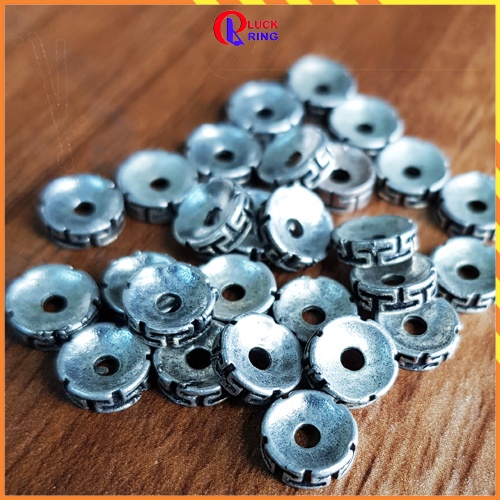 Charm vòng tay kim loại dạng bánh xe chặn khắc chữ T mix vòng tay - Luck Ring