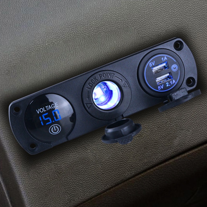 Vôn Kế LED Hai Cổng USB 12-24V 3 Trong 1 Tiện Dụng Cho Tàu Thuyền / Xe Hơi