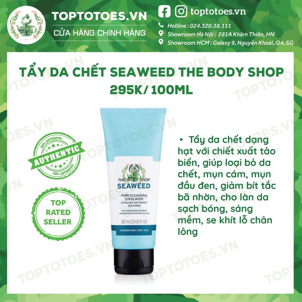 CHỈ SALE HÔM NAY Bộ sản phẩm Seaweed The Body Shop sữa rửa mặt, toner, kem dưỡng, mặt nạ, tẩy da chết CHỈ SALE HÔM NAY