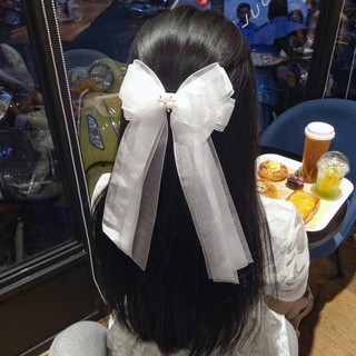 Kẹp tóc nơ cô dâu 🎀 Kẹp nơ trắng lớn dáng công chúa xinh xắn cho nữ (ảnh thật)