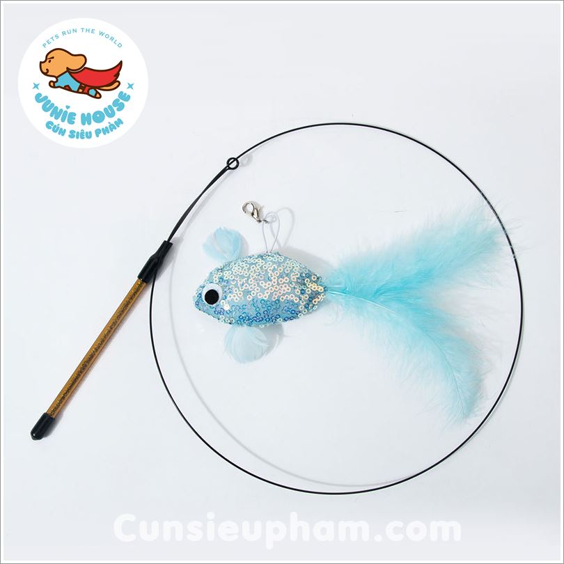 Cần câu đồ chơi tròn hình chú chim cho mèo