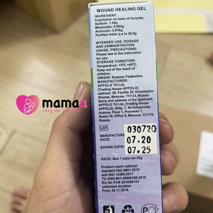 Kem bôi vết thương hở Appolo Wound Gel - hỗ trợ nhanh lành viết thương, liền sẹo sau sinh, sau mổ - an toàn cho mẹ và bé