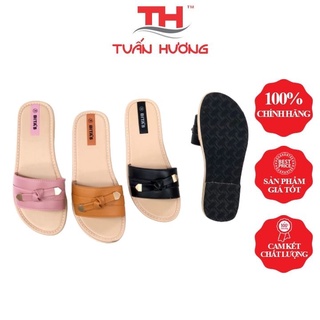 Dép nữ thời trang quai ngang màu đen, hồng, vàng bò swn.06
