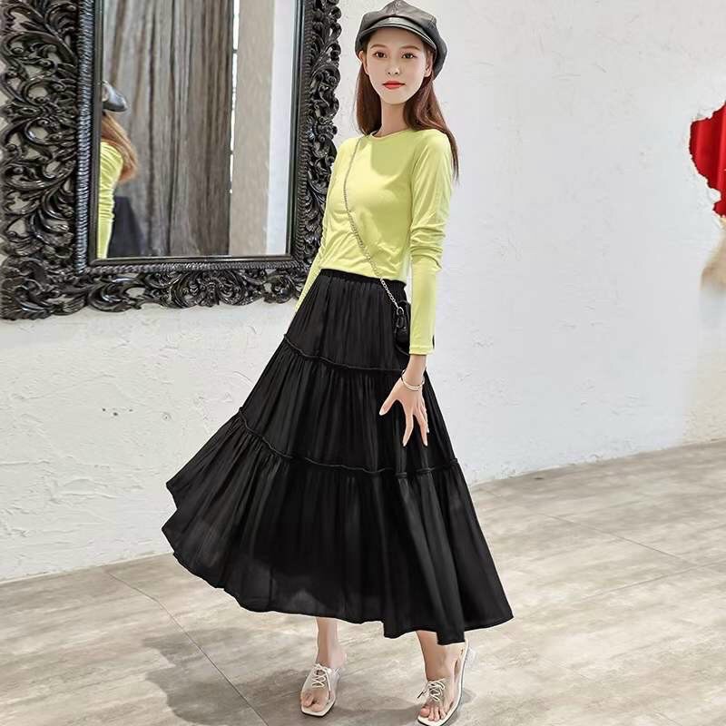 Chân váy xòe dáng dài chất thô mềm, Chân váy maxi cạp chun CV1804 - NhiNhi Shop