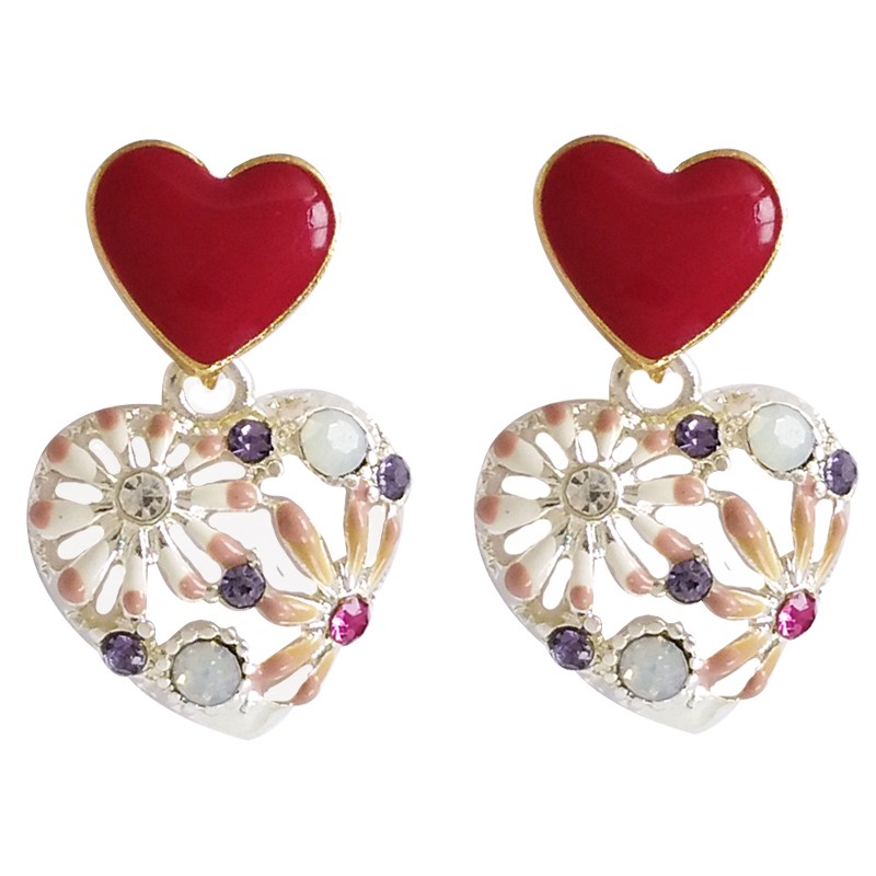 Bông tai hình trái tim phong cách Hàn Quốc dành cho nữ