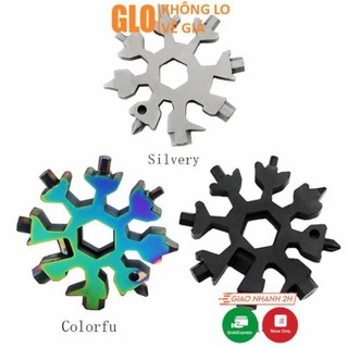 Móc Khoá Cờ Lê Thép Đa Năng 18 In 1, Hình Bông Tuyết Bát Giác Đa Chức Năng Nhỏ Gọn Bỏ Túi, Lục Giác Cầm Tay GloMart