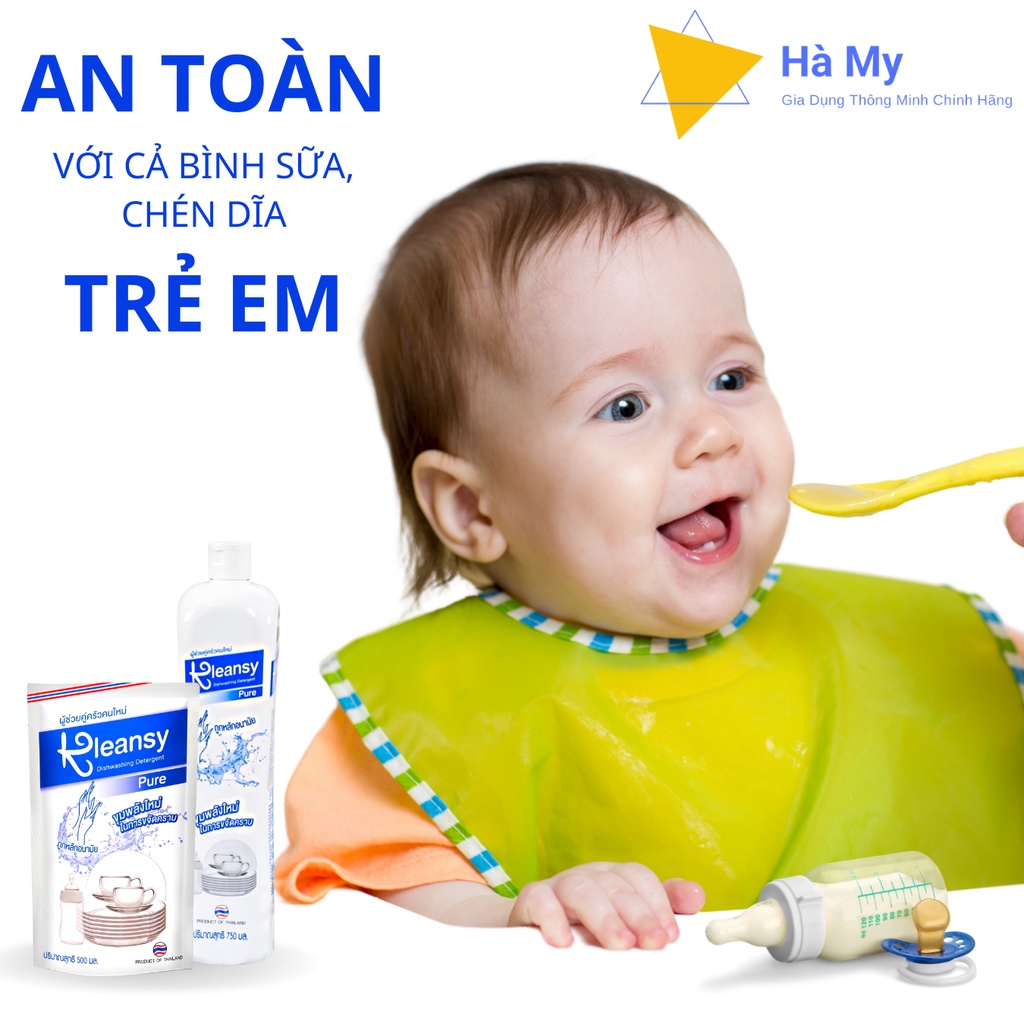 Nước Rửa Chén,Bát Thái Lan Kleansy 500Ml(Túi) Không Mùi Chính Hãng, An Toàn Cho Da Tay,Có Thể Rửa Được Bình Sữa Trẻ Em