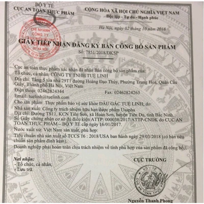 [CHÍNH HÃNG] Dầu gấc Tuệ Linh - Giúp sáng mắt đẹp da - Mẫu mới