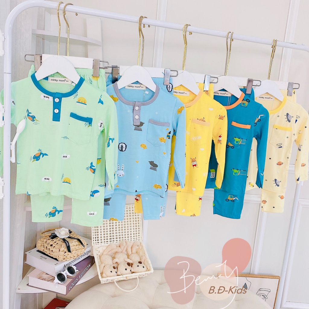 [Bé 7-26kg] Bộ dài tay thun lạnh cổ trụ mềm mịn mát cho bé trai, bé gái từ 7-26kg [ HÀNG CHUẨN ]