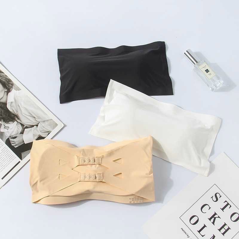 Áo bra quây không dây bản to chất đúc su trơn, áo ngực bản lớn be trắng đen Rosie Dream Shop