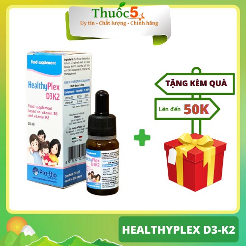HealthyPlex D3K2 vitamin d3k2 bổ sung vitamin cho bé lọ 10ml