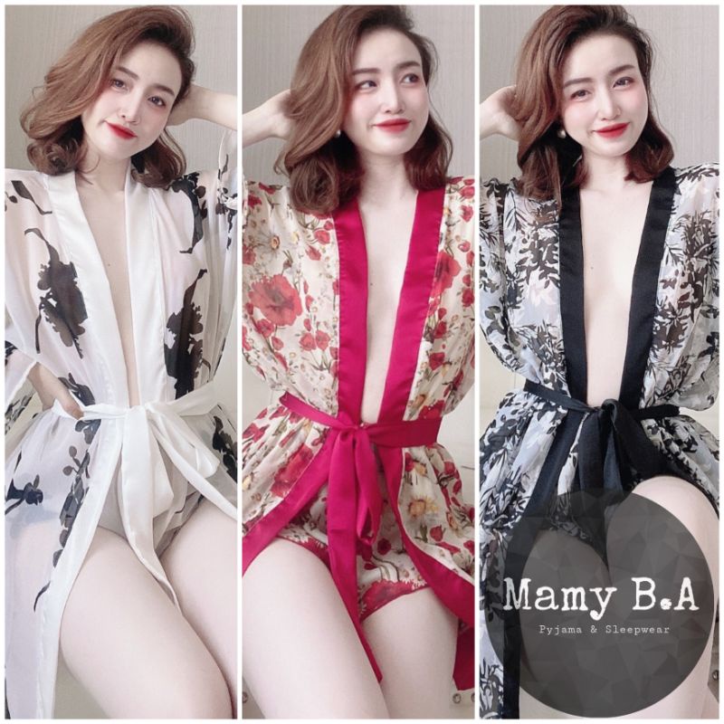 Set áo choàng voan phối satin kèm quần - Đồ bộ nữ lụa loại 1 cao cấp không nhăn | BigBuy360 - bigbuy360.vn