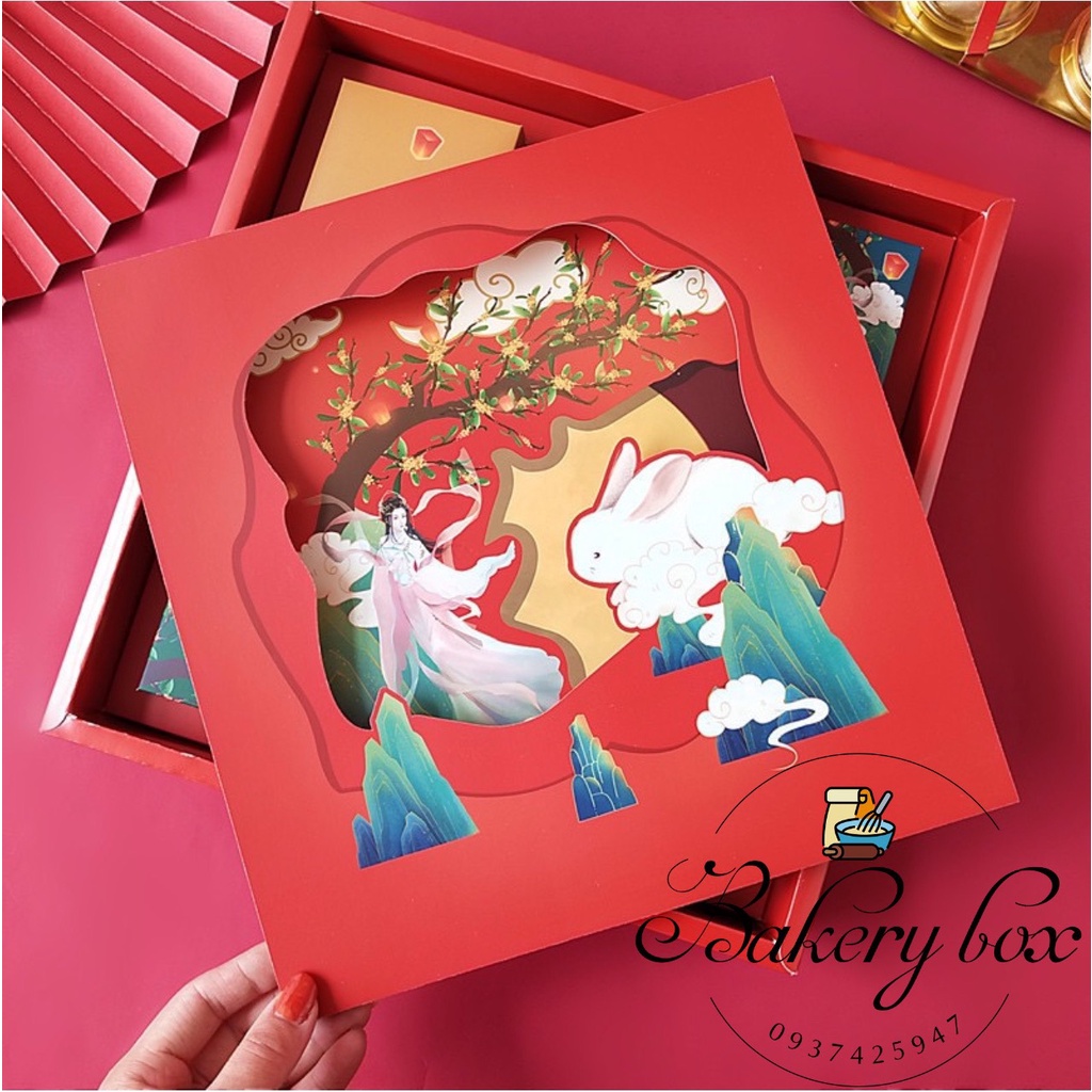 Set 10 | Hộp Túi Trung Thu 8 Bánh Hằng Nga Thỏ Ngọc 80gr - 125gr  (Mẫu Mới 2023)