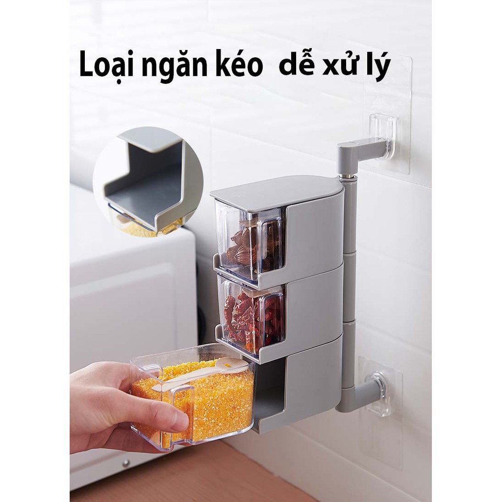 Hộp Gia Vị 4 Tầng Treo Tường Xoay Bền Đẹp