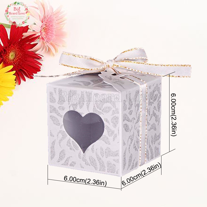 Set 25 Hộp Đựng Kẹo Cưới Thiết Kế Trái Tim Làm Quà Tặng Cho Khách Dự Tiệc Cưới