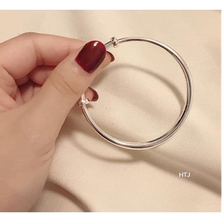 Vòng tay bạc Ý xi kim trơn, sáng bóng cho nàng công sở, văn phòng