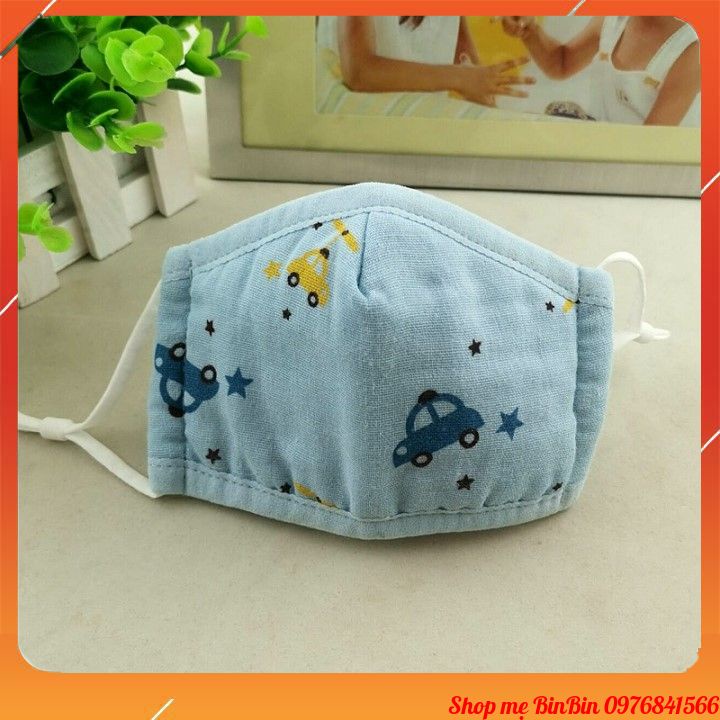 Khẩu trang vải cao cấp cho bé chất liệu 100% Cotton thấm hút mồ hôi thoáng mát