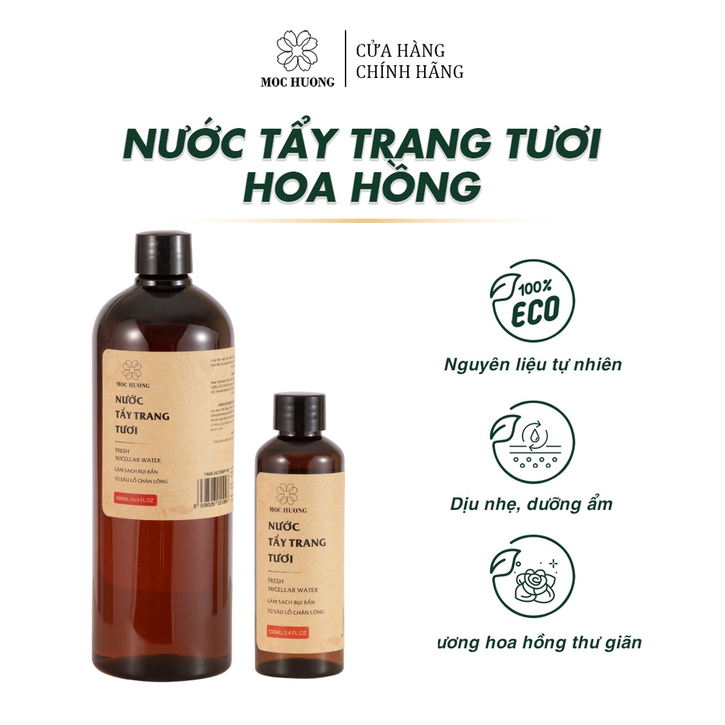 Nước Tẩy Trang Tươi Hoa Hồng MỘC HƯƠNG Chiết Xuất Từ Hoa Hồng Làm Sạch Sâu, Phù Hợp Với Da Nhạy Cảm