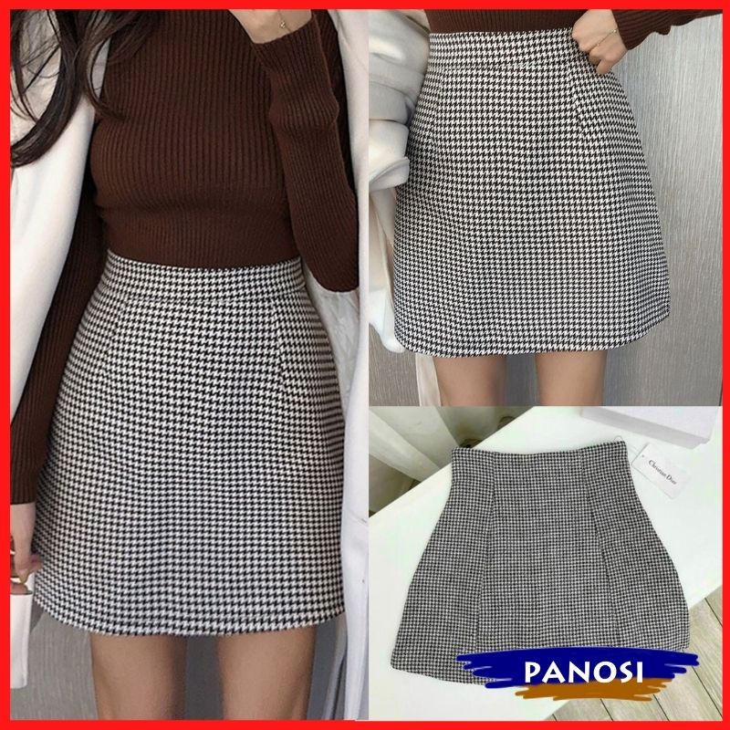 Chân váy chữ A lưng cao kẻ caro chất kẻ thô hàng đẹp - CV145 -PANOSI
