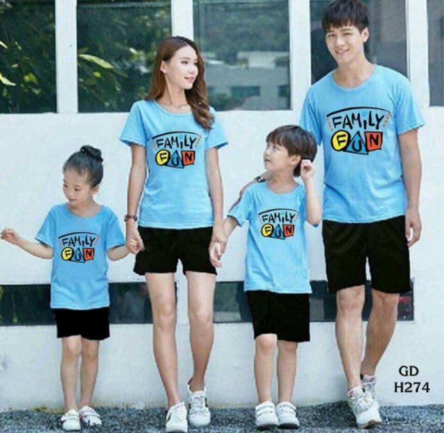 Áo gia đình 5 người áo nhóm đi biển chất cotton mịn mát