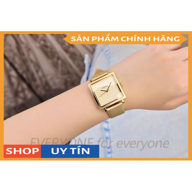 [HÀNG CHÍNH HÃNG] Đồng hồ nữ EVERYONE mặt vuông dây da cao cấp size 36mm ( ảnh thật dưới cuối)