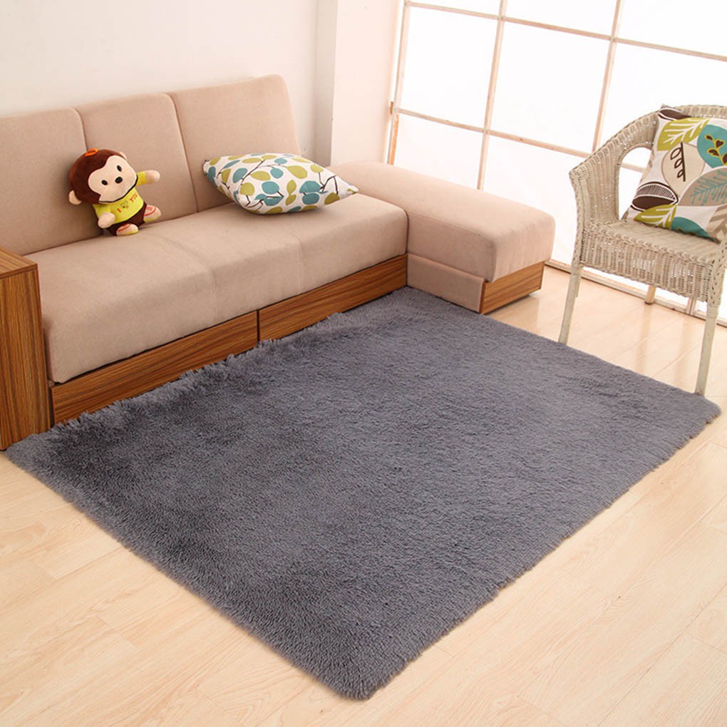 Home Living Room Bedroom Fluffy Rug Anti-Slip Shaggy Area Rug Carpet Floor Mat