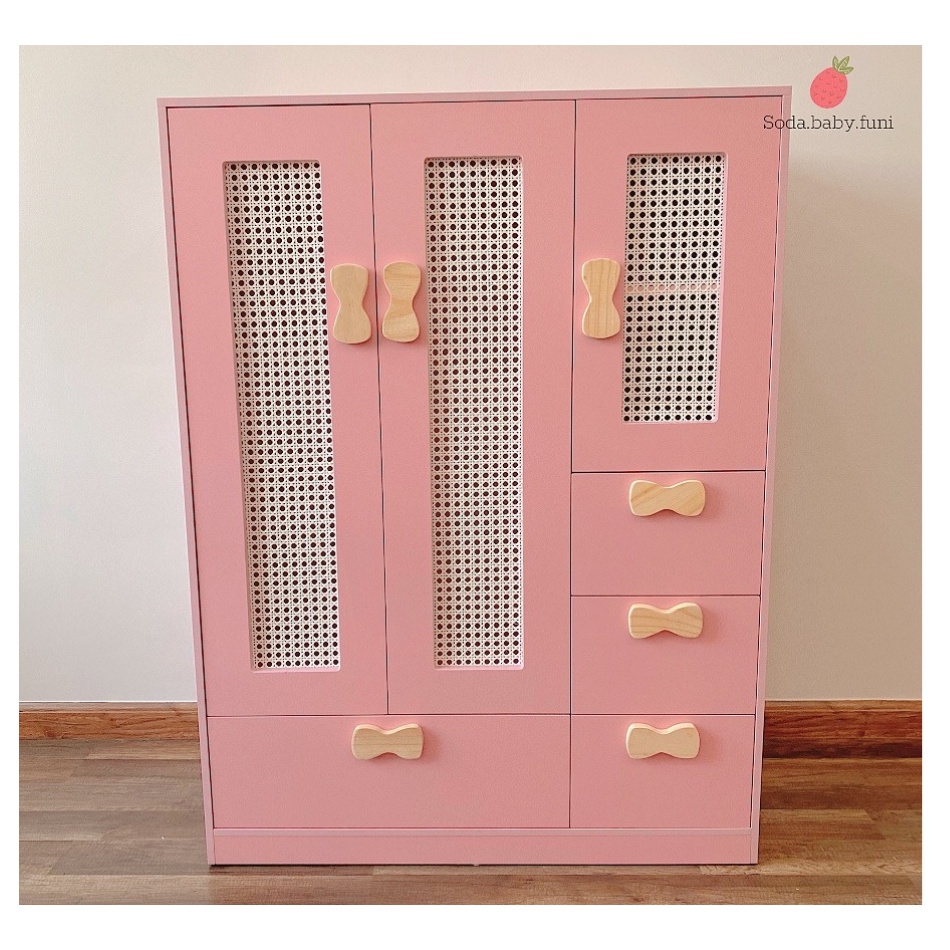 Tủ áo lưới mắt cáo vintage gỗ công nghiệp MDF màu trắng kích thước ngang 90cm mã 001