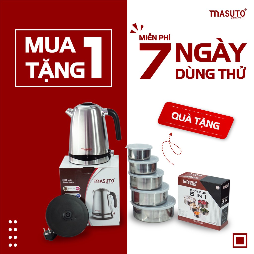 Ấm Siêu Tốc thủy tinh cường lực cao cấp Masuto MS-Citizen18 dung tích 1,8L