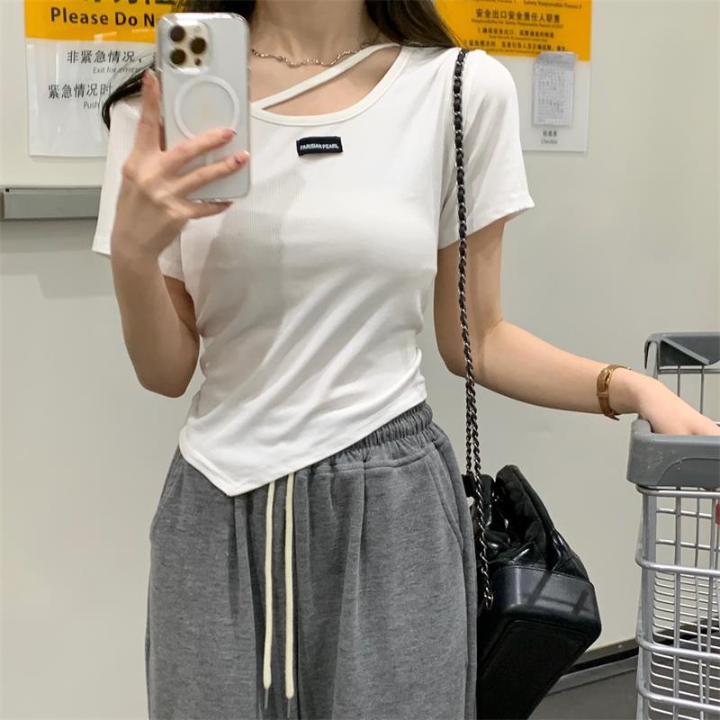 Áo Thun Croptop Tay Ngắn Phong Cách Hàn Quốc Thời Trang Mùa Hè Dành Cho Nữ