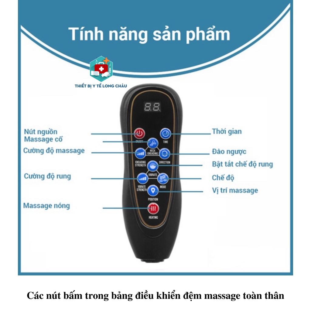 Đệm Mát Xa - Đệm Massage Toàn Thân, Hỗ Trợ Giảm Đau Cơ Bắp, 16 Bi Hồng Ngoại, Sưởi Ấm Hồng Ngoại, Túi Khí Giảm Đau Lưng