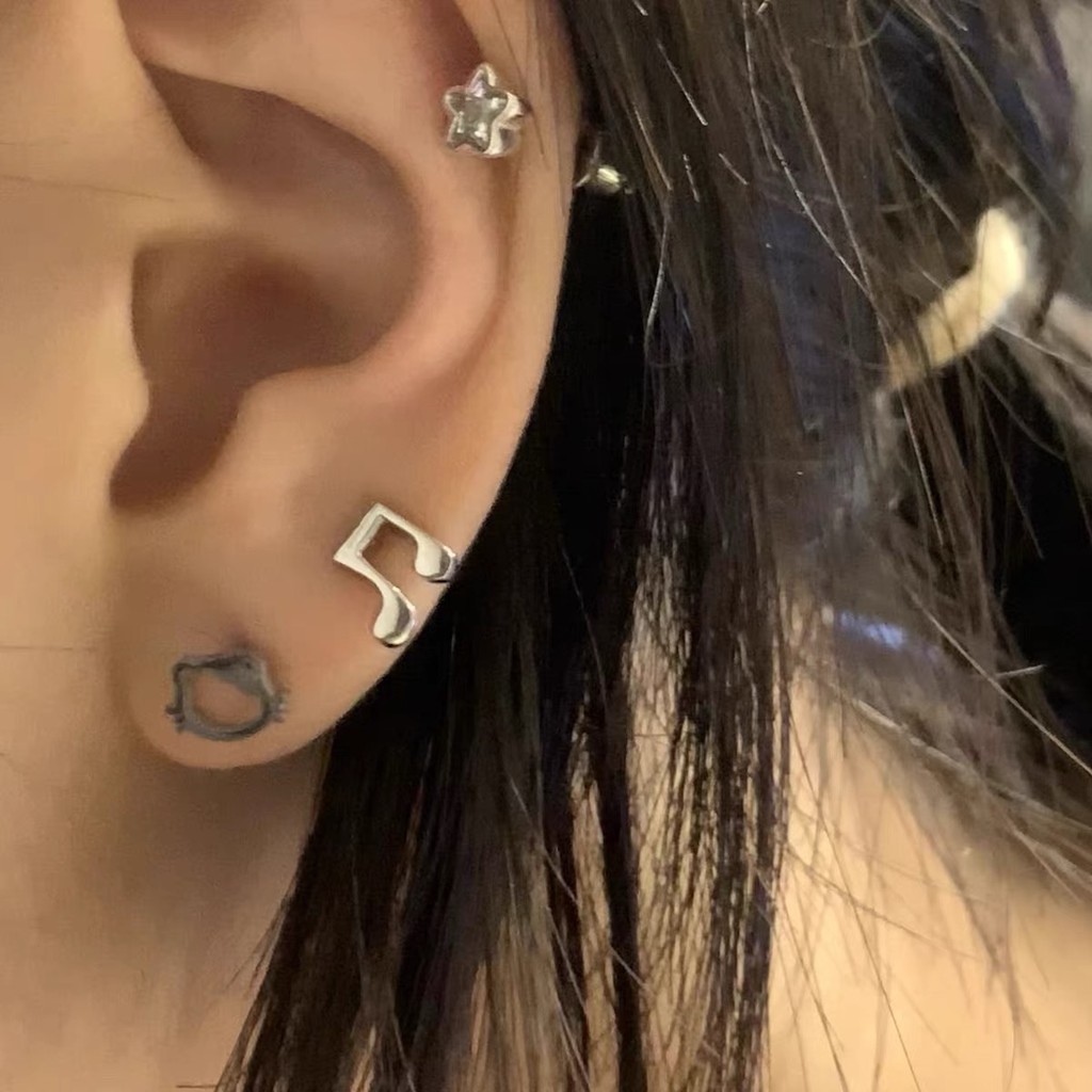 Khuyên Tai Thép Titan Hình Mèo Hoạt Hình Dễ Thương Y2K Millennial Girl