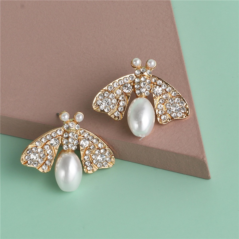 Khuyên tai Pinkdudu PD039 dáng dài hình bướm đính ngọc trai giả thời trang sang trọng cho nữ