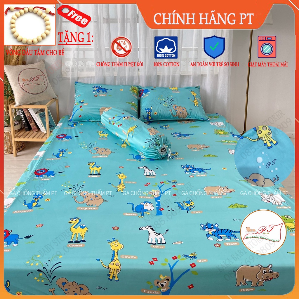 Ga chống thấm cho bé chính hãng PT, chất liệu cotton cao cấp, chống thấm nước tuyệt đối, bé tè lau là sạch (Mẫu the zoo)