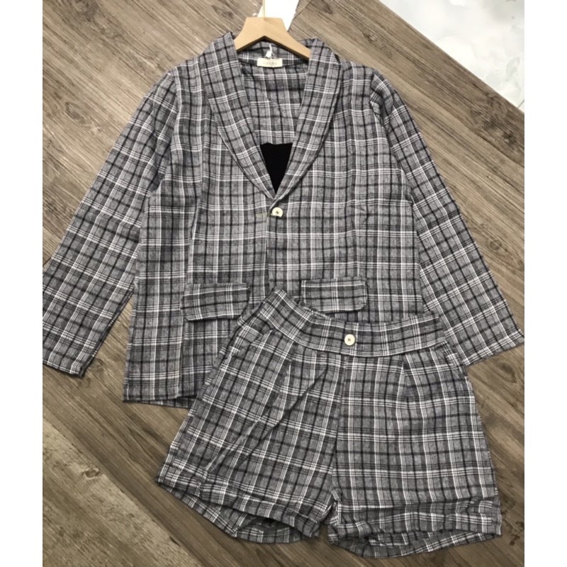 Sét vest kẻ dài tay - sét 3 món( kèm áo lót trong) | BigBuy360 - bigbuy360.vn