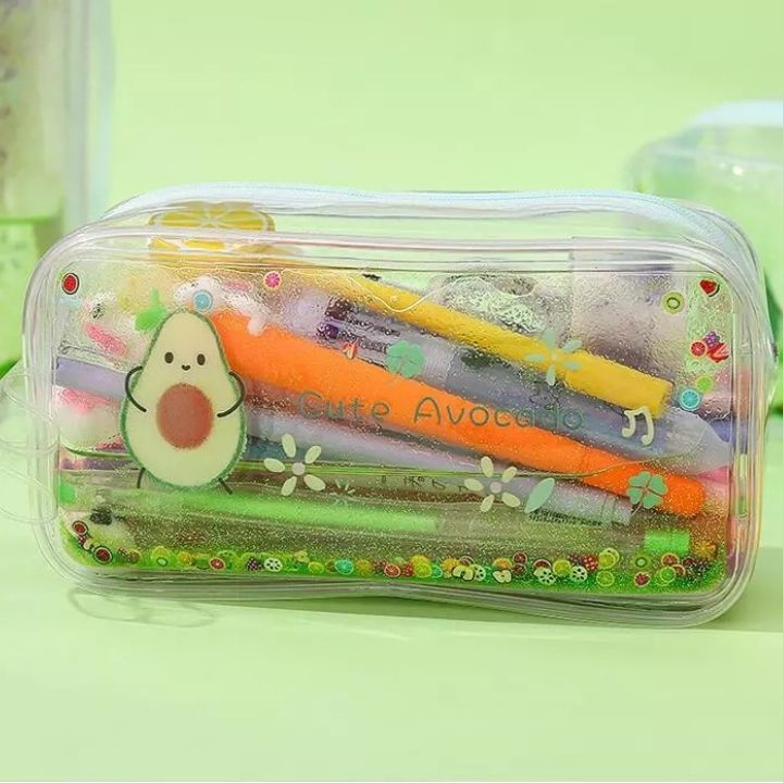 Hộp bút nước Túi Đựng Bút trong suốt Hình Trái Đào Quả Đào siêu Cute dễ thương Cho Bạn Gái Bé Gái