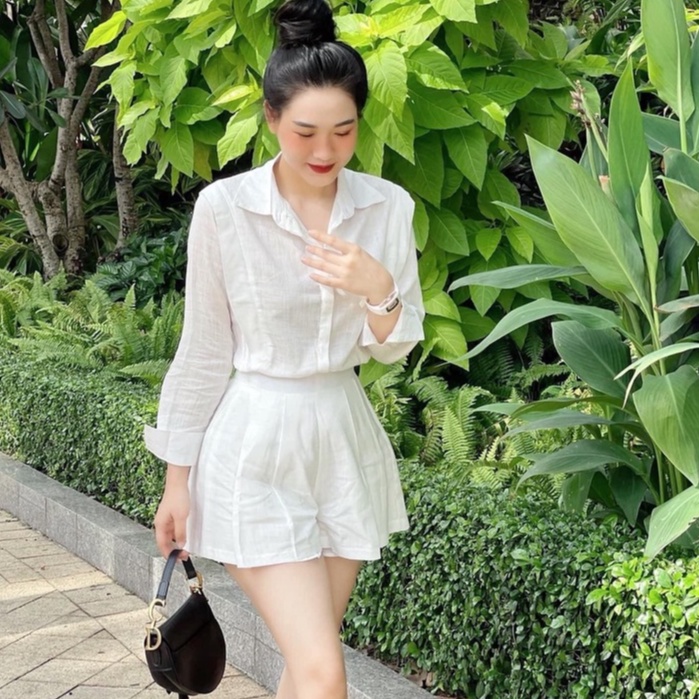 Set sơ mi trắng đũi quần giả váy siêu hót HN234