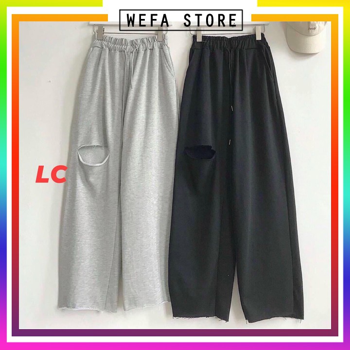 [Mã FAMAYWA giảm 10K đơn 50K] Quần ống rộng rách đùi WEFA phong cách Ulzzang Unisex HOT TREND - QN03