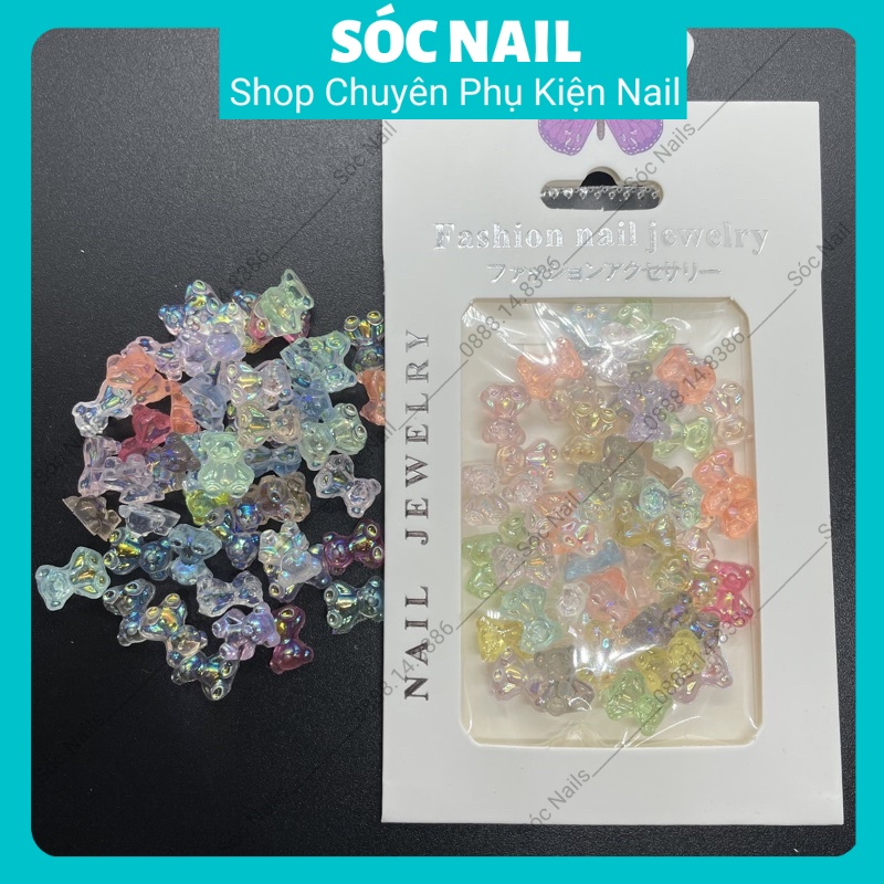 Charm Gấu Thạch Gắn Móng, Charm Hoạt Hình Trang Trí Nail Mix Màu Dễ Thương