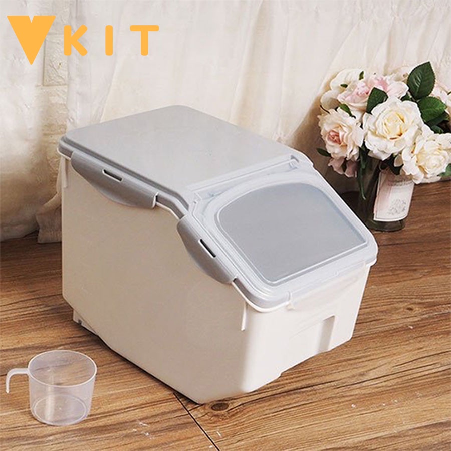 Thùng đựng gạo thông minh 10kg- 15kg tiện lợi- an toàn- bền đẹp- chống côn trùng VKIT TG02