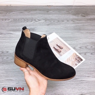 Bốt lửng da lộn cổ chun đế 3cm
