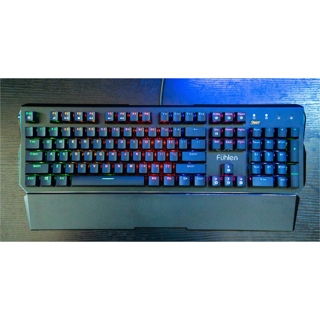 Bàn phím cơ Fuhlen D Destroyer Blue Switch Đèn led 10 chế độ, bảo hành chính hãng