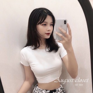 [Sỉ] Áo croptop nữ Đen / Trắng/ Xanh lơ / Vàng cổ bèo - Chất vải cotton co giãn - Body - Thấm hút mồ hôi tốt