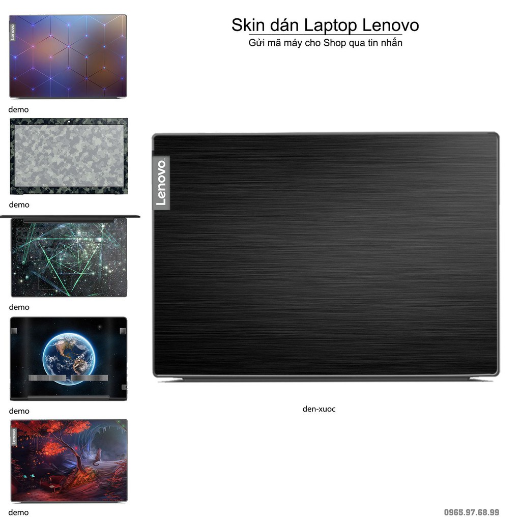 Skin dán Laptop Lenovo màu đen xước (inbox mã máy cho Shop)