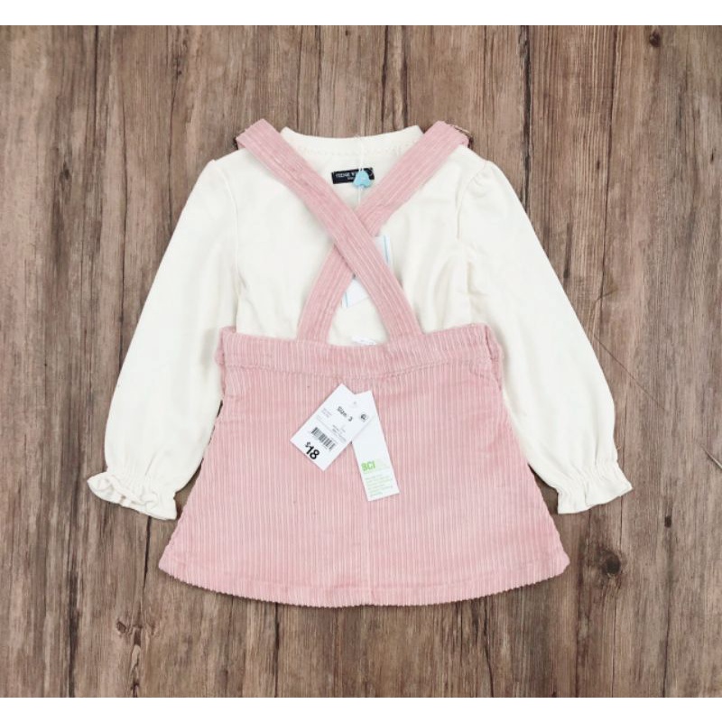 Váy yếm bé gái nhung tăm hồng anko