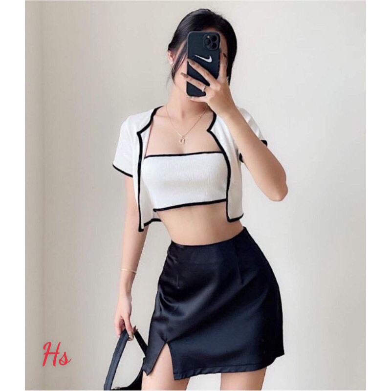 Set Áo Quây Kèm Áo Crt Khoác Chất Liệu Cotton THÚY VI STORE