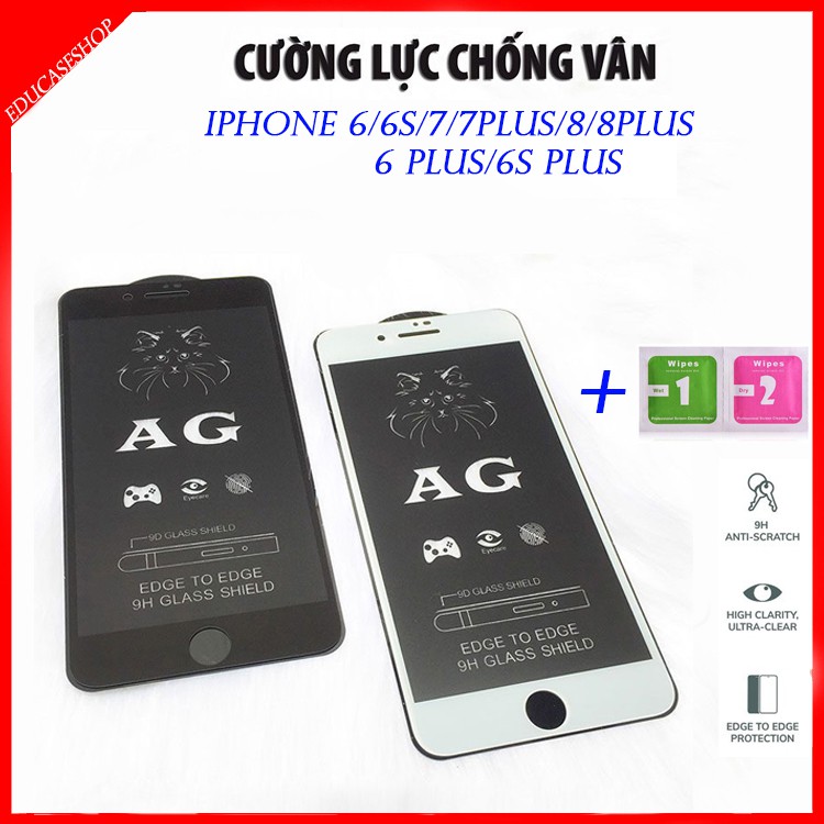 Kính Cường Lực Chống Bám Vân Tay Full Màn IPHONE X ,XS ,11 PRO ,XR , 11, XS MAX, 11 PRO MAX tặng kèm giáy lau kính