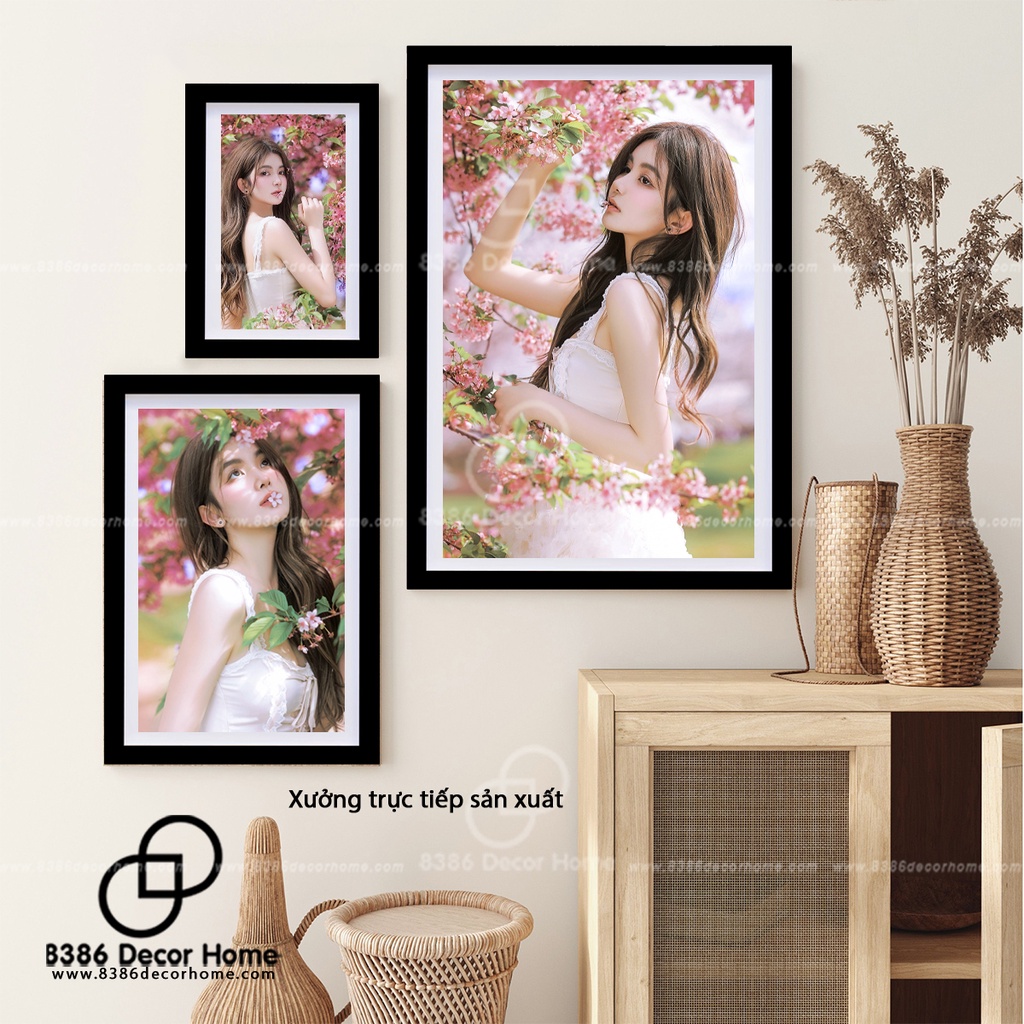 Bộ 3 Khung ảnh màu đen trơn đẹp giá tại Xưởng (được Sơn màu từ gỗ thông thật)