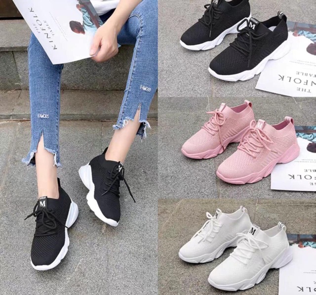 Giày Sneaker nữ Cổ Chun 5P QC Cao Cấp - Full Size 36-40 | BigBuy360 - bigbuy360.vn